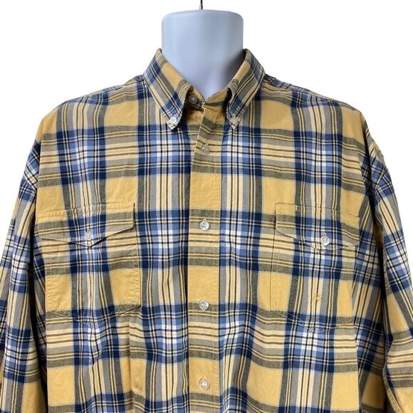 Roper Plaid Button Down Shirt Size XL Blue Tan - Picture 2 of 7
